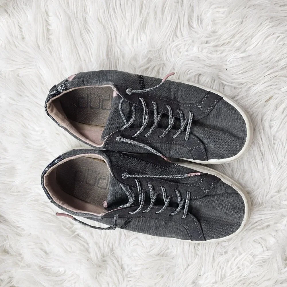 Hey Dude Karina Women's Casual Sneakers Size 9 Jet Black Snake Print